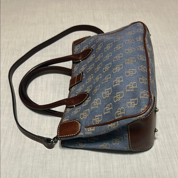 Dooney & Bourke Blue and Brown Monogram Satchel - Picture 3 of 14